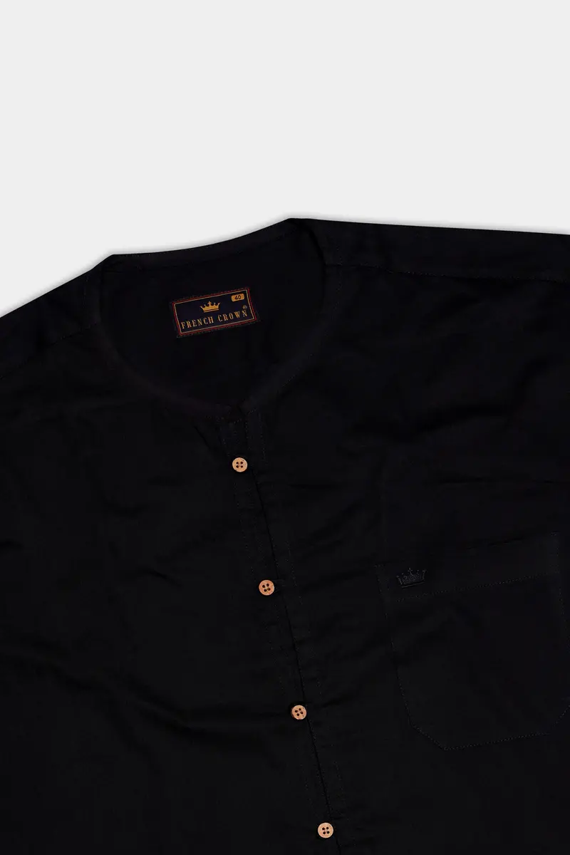Jade Black Super Soft Premium Cotton Collarless Kurta Shirt 6