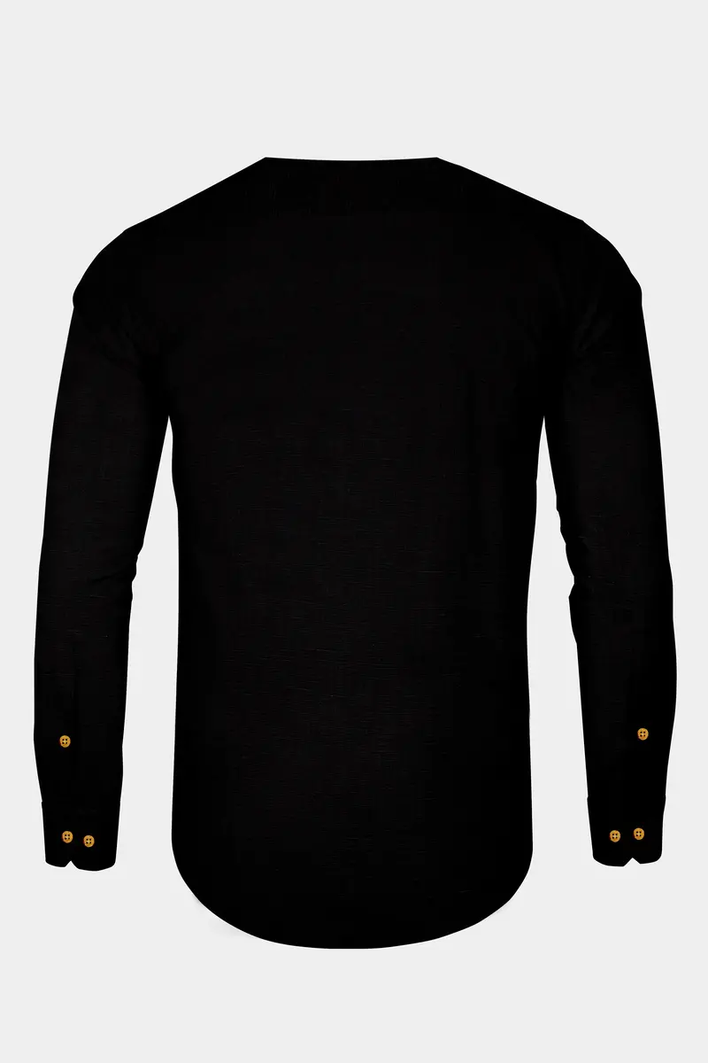 Jade Black Super Soft Premium Cotton Collarless Kurta Shirt 7