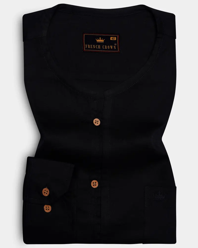 Jade Black Super Soft Premium Cotton Collarless Kurta Shirt 8