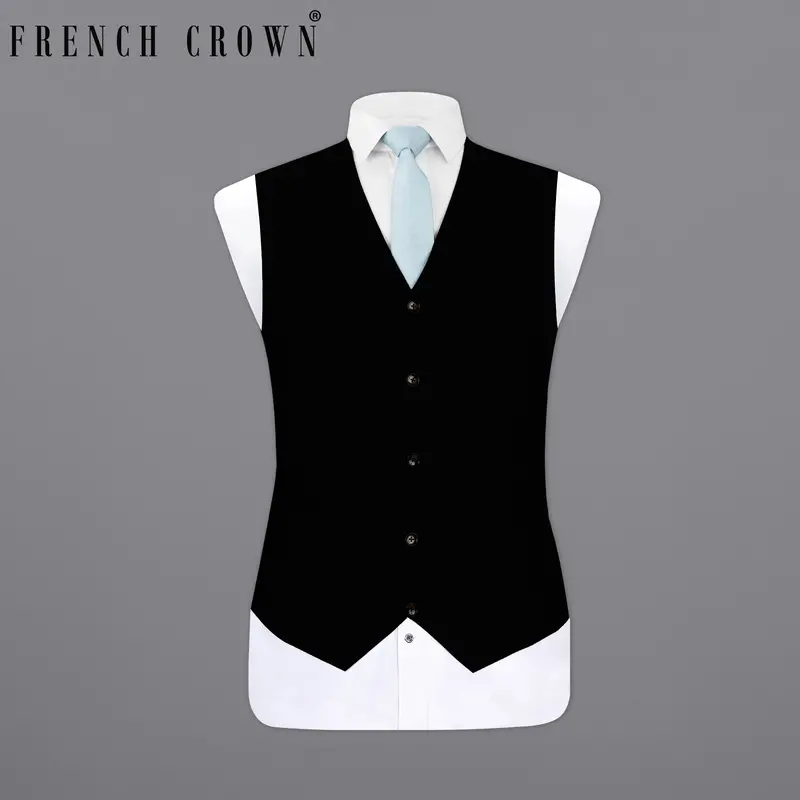 Jade Black Textured Waistcoat 1