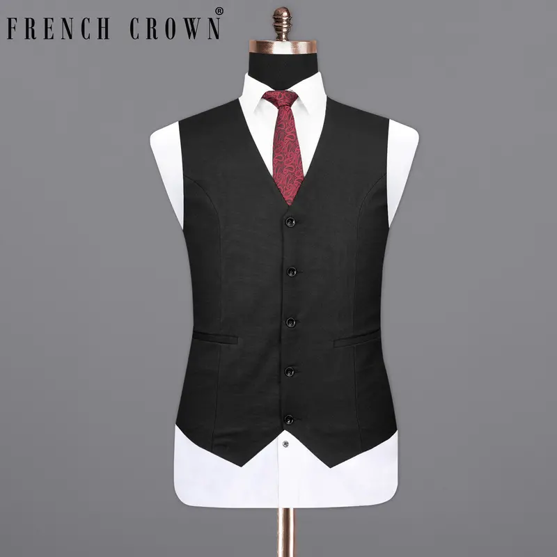 Jade Black Textured Waistcoat 1