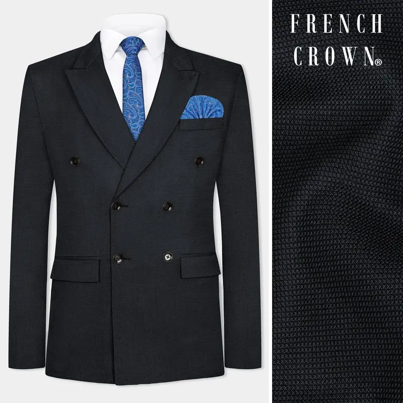 Jade Black Textured Wool Blend Blazer 1
