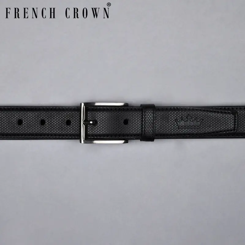 Jade Black Triangle Textured Vegan Leather Handcrafted Belt 1