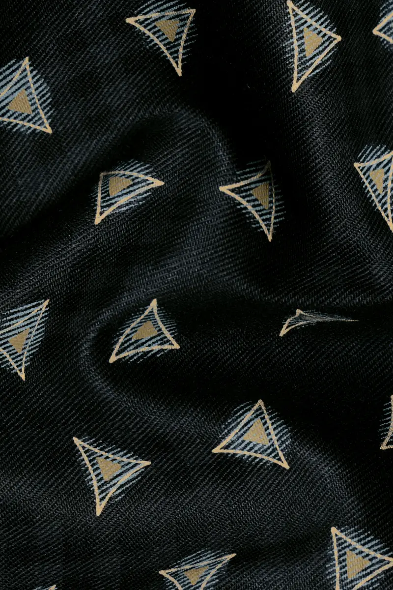 Jade Black Triangles Printed Twill Premium Cotton Shirt 2