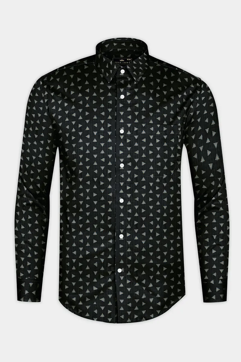 Jade Black Triangles Printed Twill Premium Cotton Shirt 4