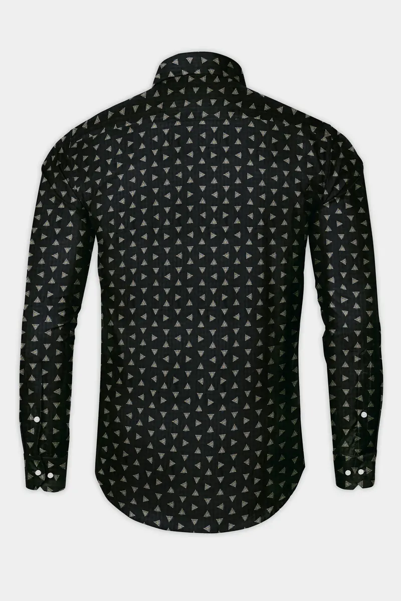 Jade Black Triangles Printed Twill Premium Cotton Shirt 5