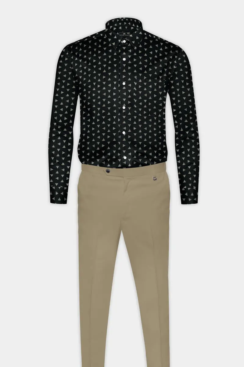 Jade Black Triangles Printed Twill Premium Cotton Shirt 6