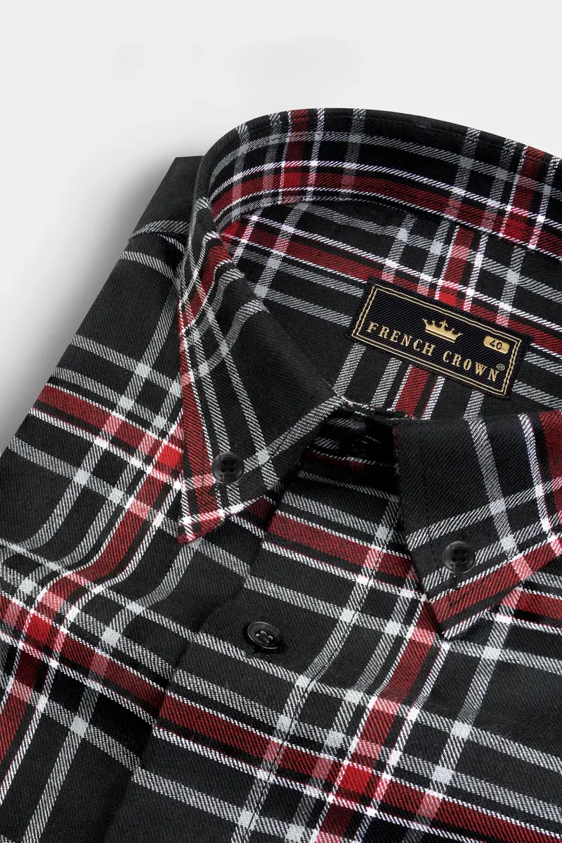 Jade Black Twill Plaid Premium Cotton Shirt 1