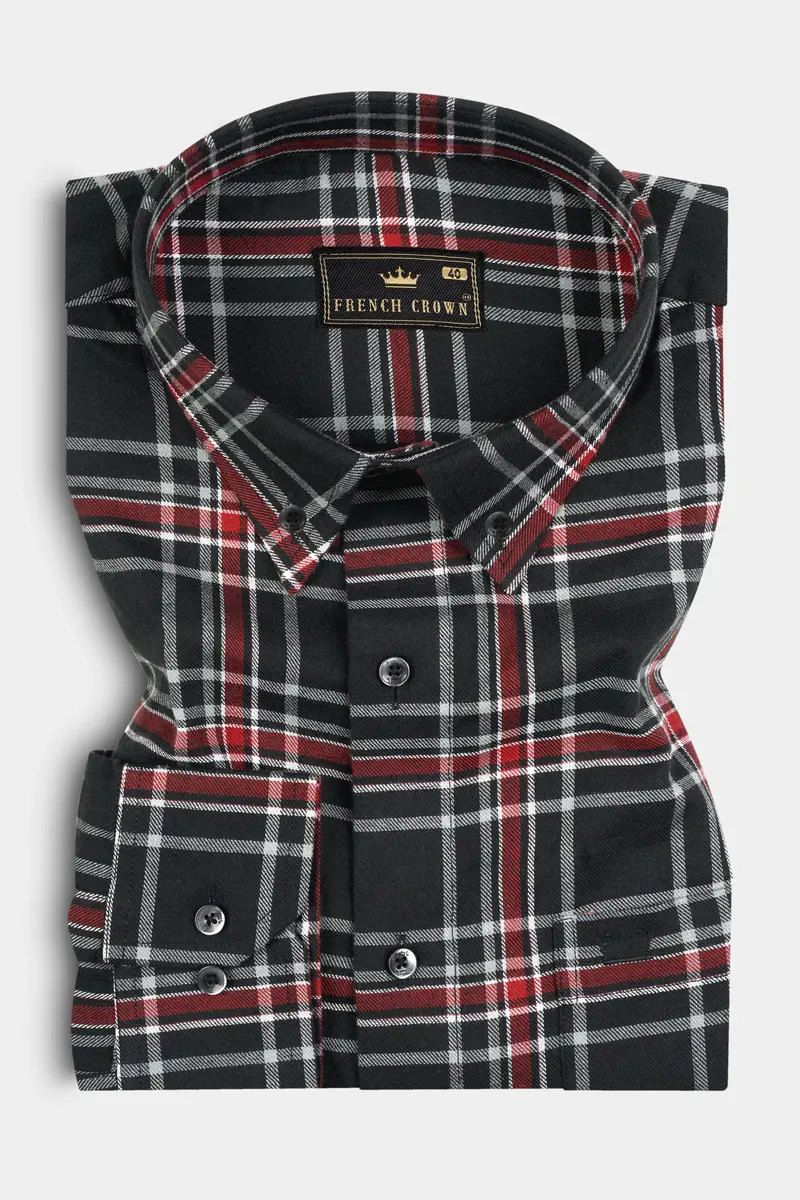 Jade Black Twill Plaid Premium Cotton Shirt 3