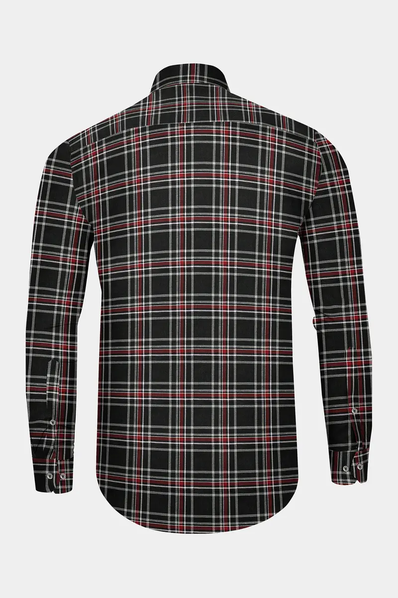 Jade Black Twill Plaid Premium Cotton Shirt 5