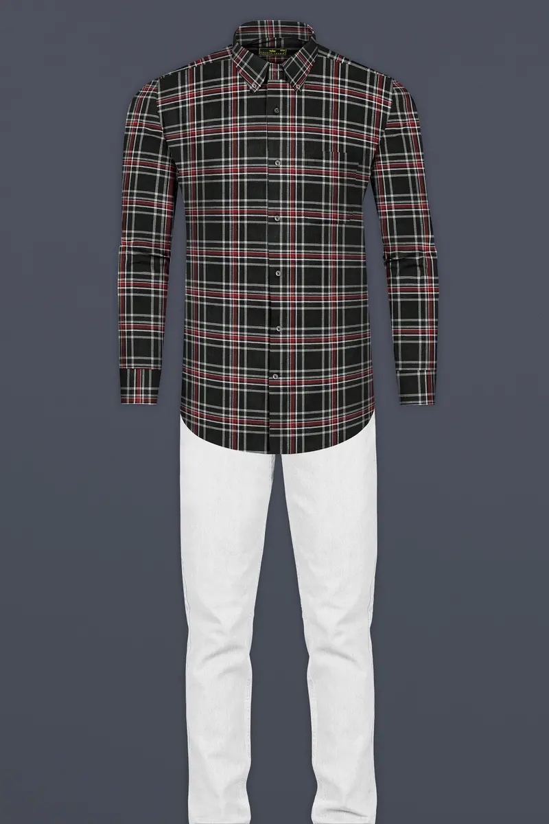 Jade Black Twill Plaid Premium Cotton Shirt 6