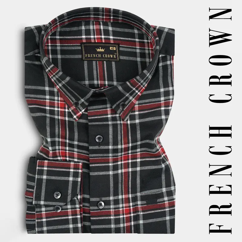 Jade Black Twill Plaid Premium Cotton Shirt 7