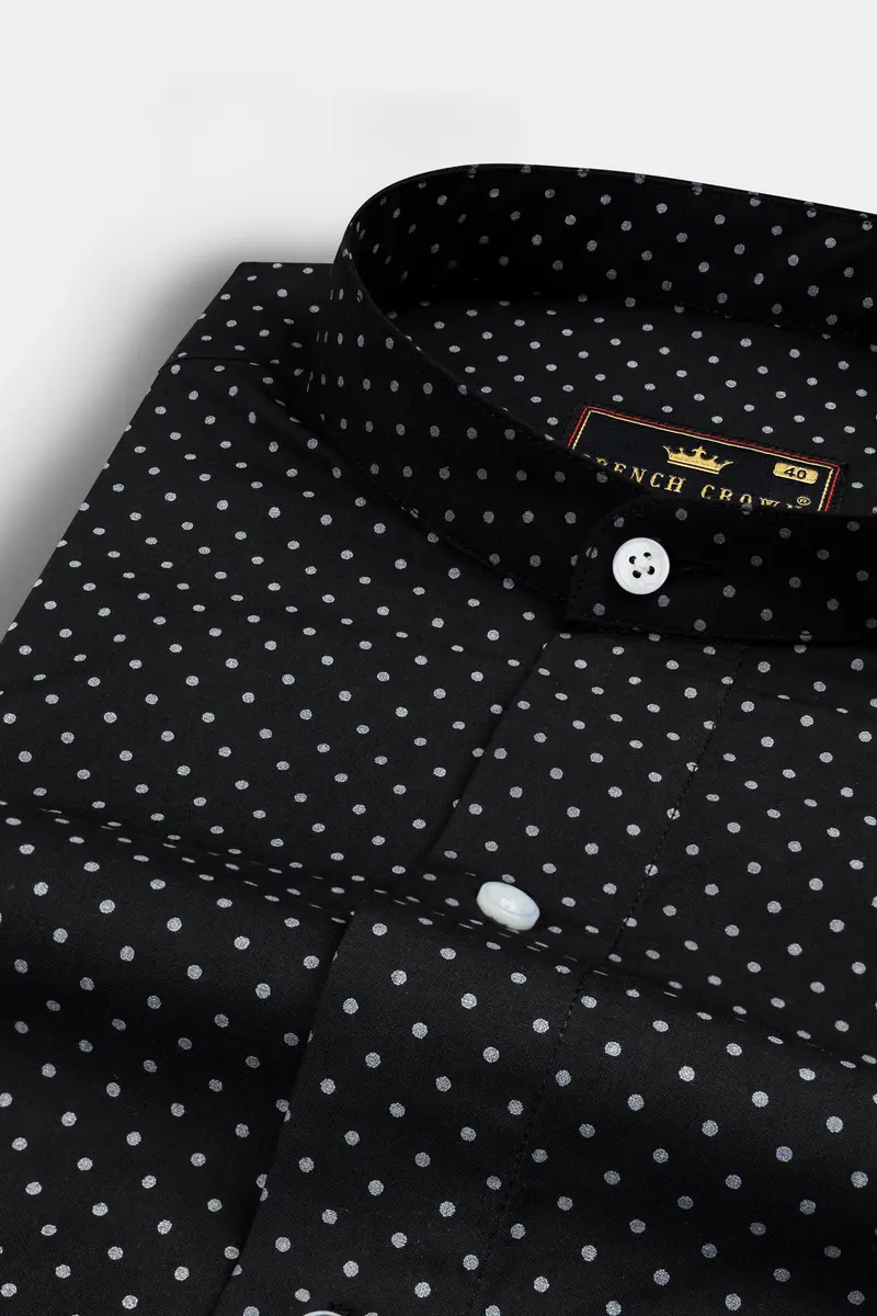 Jade Black Twill Polka Dots Premium Cotton Shirt 1