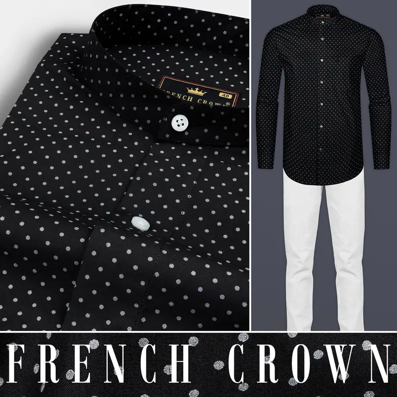 Jade Black Twill Polka Dots Premium Cotton Shirt 10