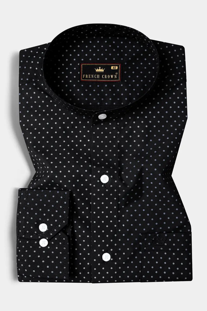 Jade Black Twill Polka Dots Premium Cotton Shirt 3