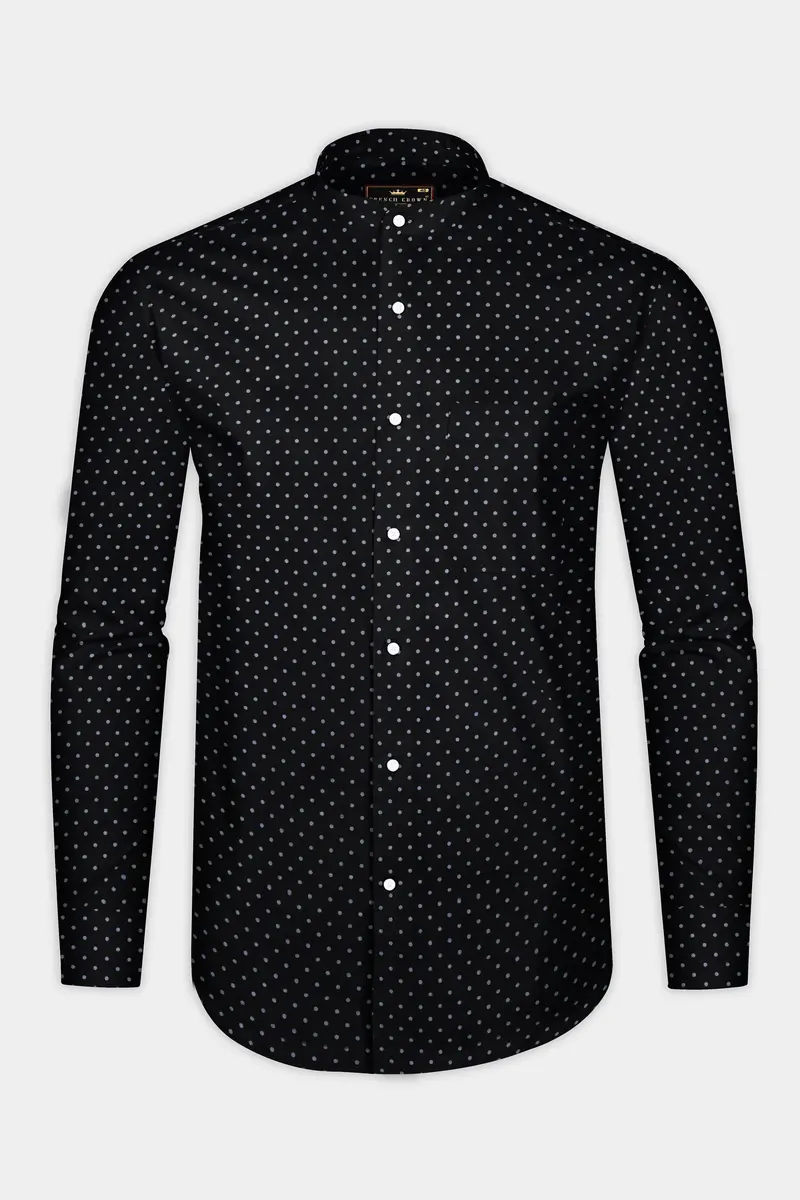 Jade Black Twill Polka Dots Premium Cotton Shirt 4