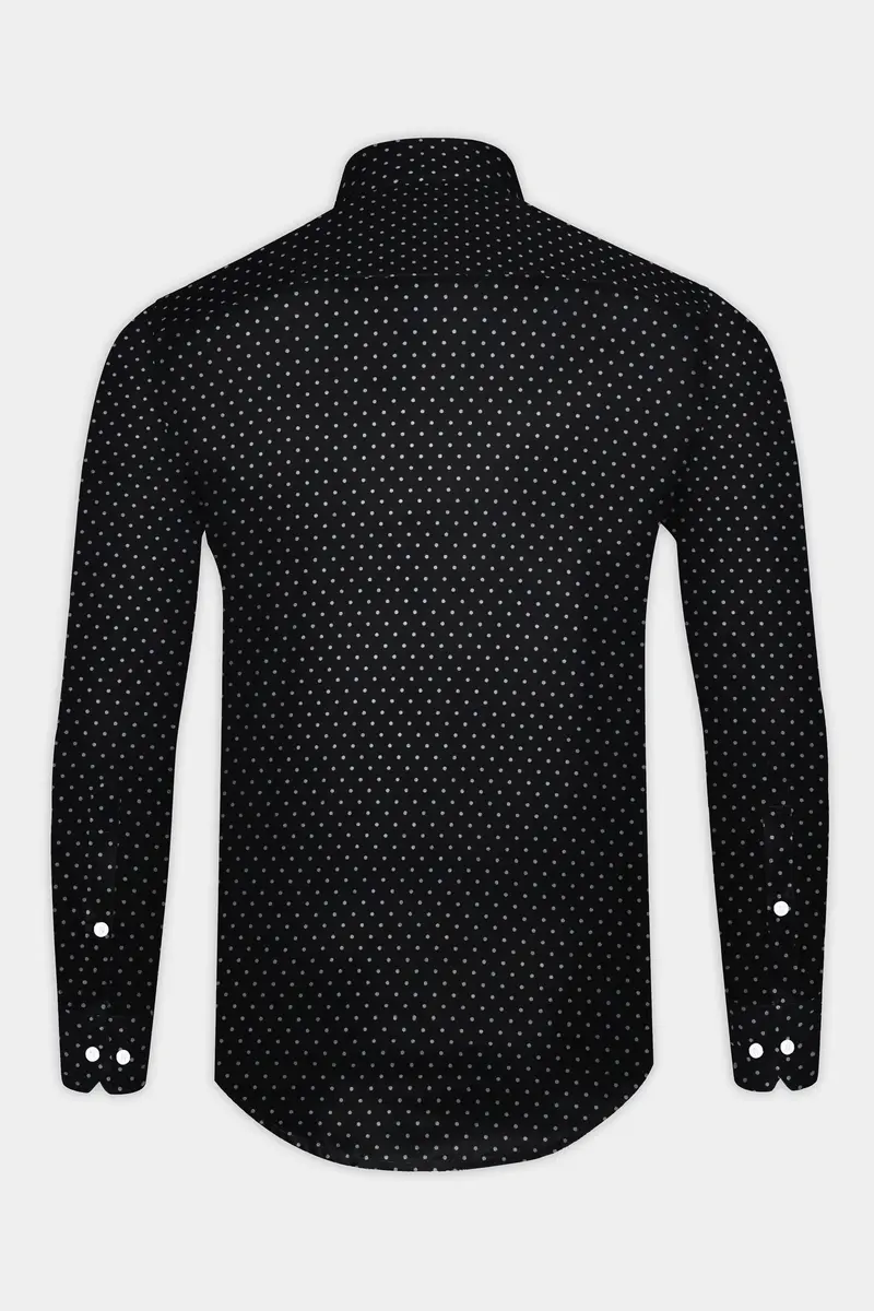 Jade Black Twill Polka Dots Premium Cotton Shirt 5