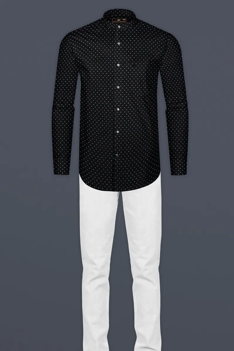 Jade Black Twill Polka Dots Premium Cotton Shirt 6
