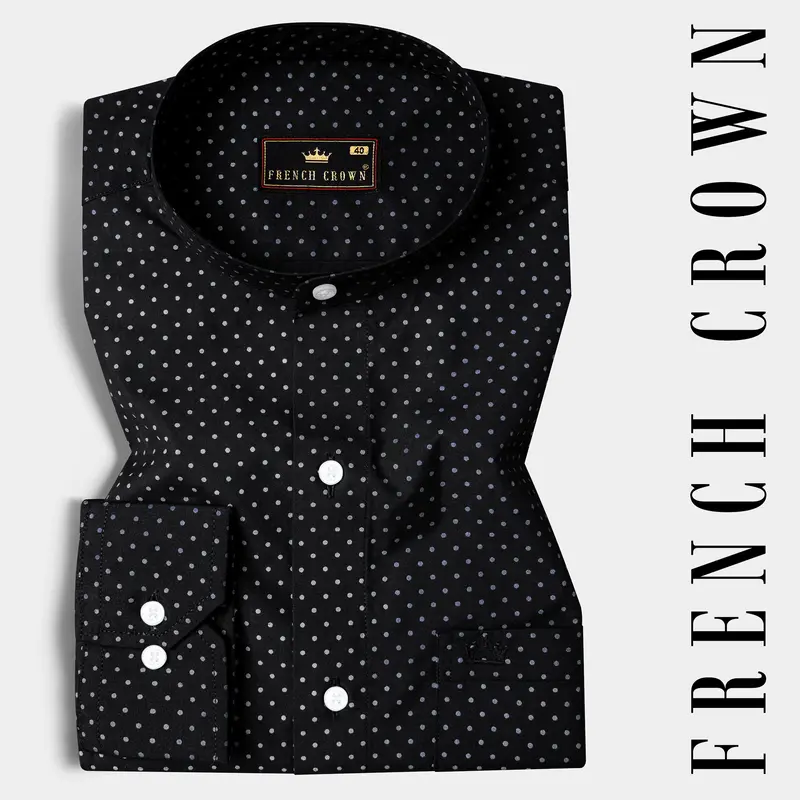 Jade Black Twill Polka Dots Premium Cotton Shirt 7