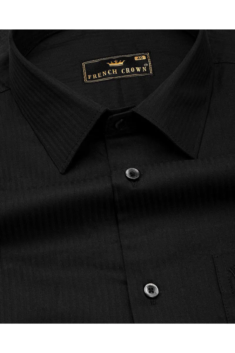 Jade Black Twill Premium Cotton Shirt 1