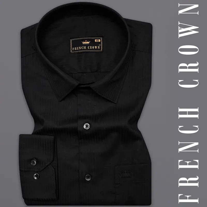 Jade Black Twill Premium Cotton Shirt 4