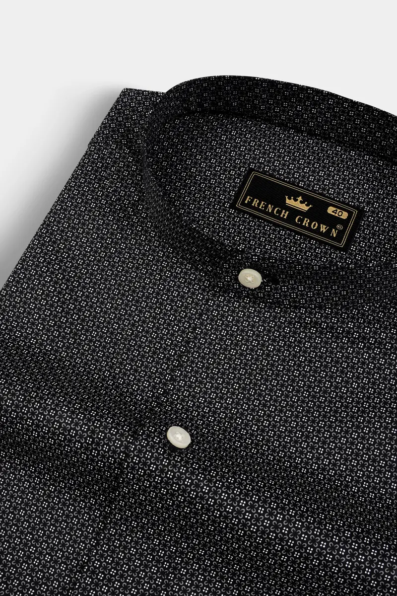 Jade Black Twill Printed Cotton Shirt 1