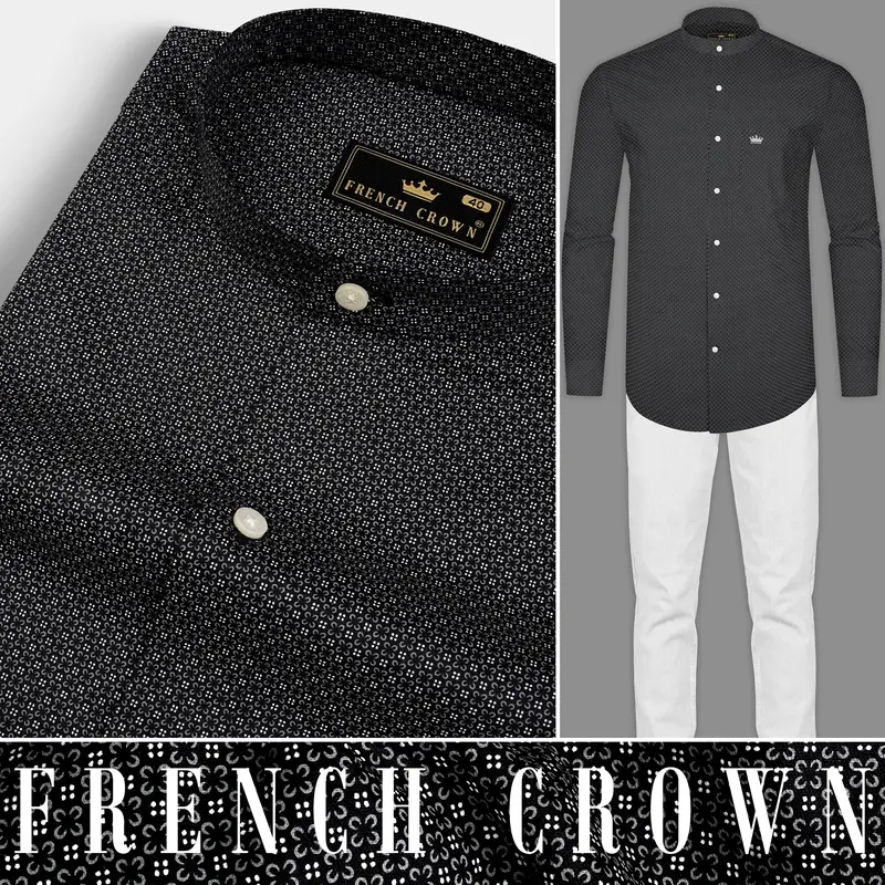 Jade Black Twill Printed Cotton Shirt 10