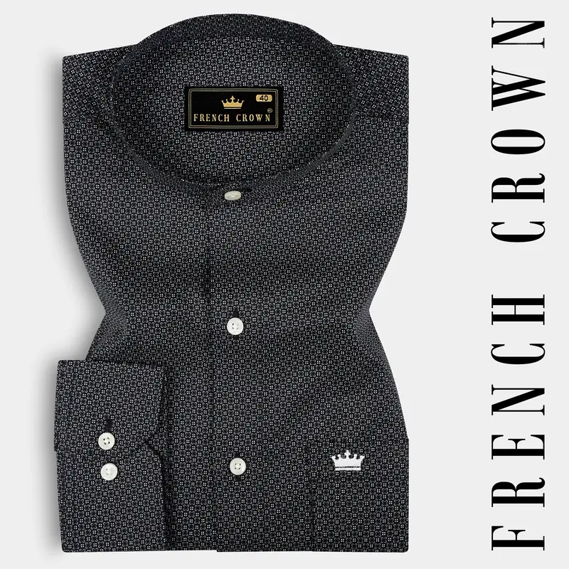 Jade Black Twill Printed Cotton Shirt 7