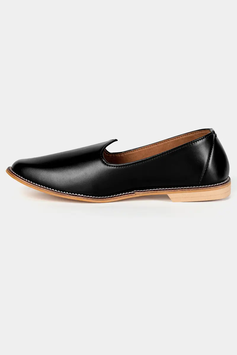 Jade Black Vegan Leather Hand Stitched Jutis 3