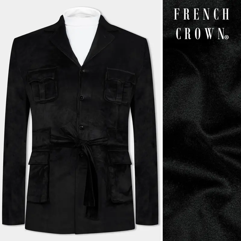 Jade Black Velvet Designer Blazer 1