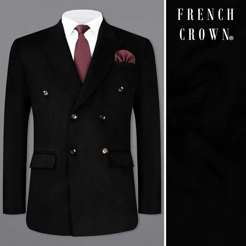 Jade Black Velvet Double-Breasted Designer Blazer 1
