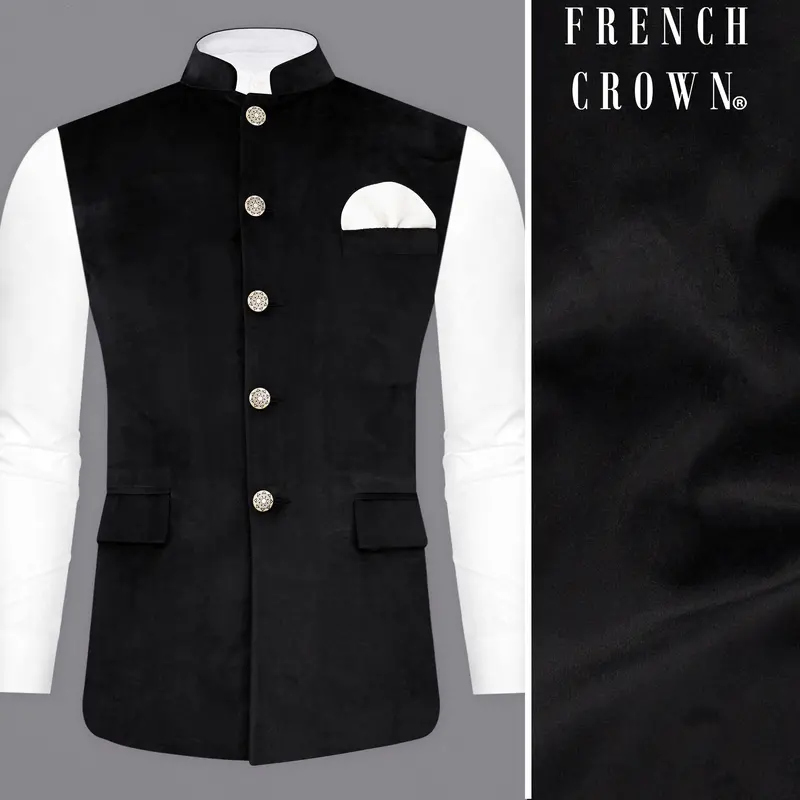 Jade Black Velvet Nehru Jacket 1