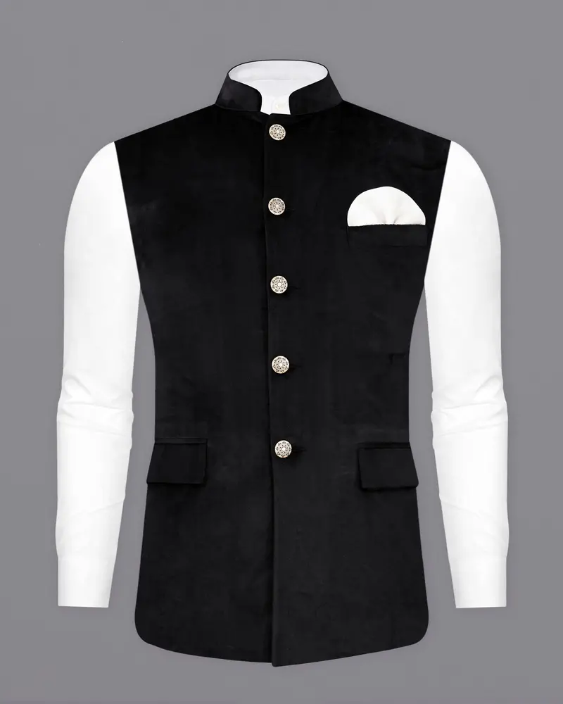 Jade Black Velvet Nehru Jacket 2