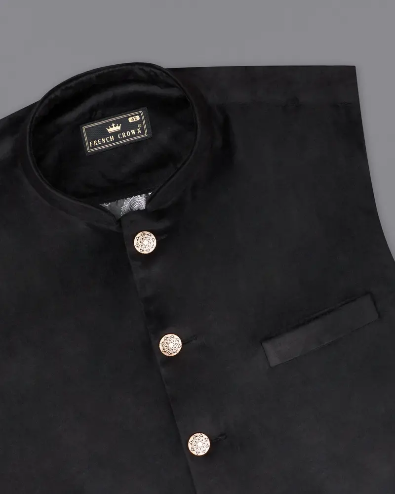 Jade Black Velvet Nehru Jacket 4