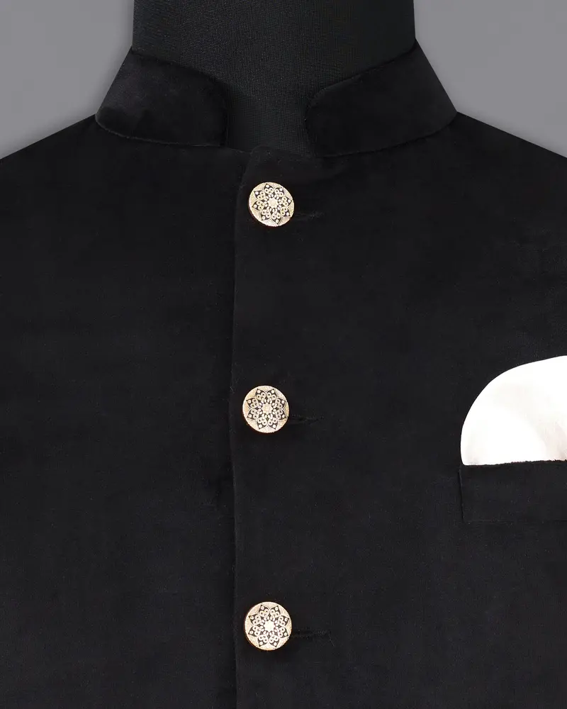 Jade Black Velvet Nehru Jacket 5