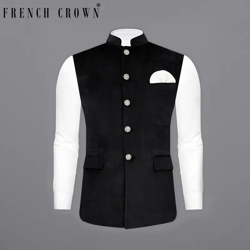 Jade Black Velvet Nehru Jacket 7