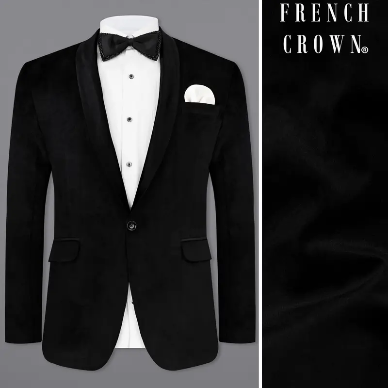 Jade Black Velvet Tuxedo Designer Blazer 1