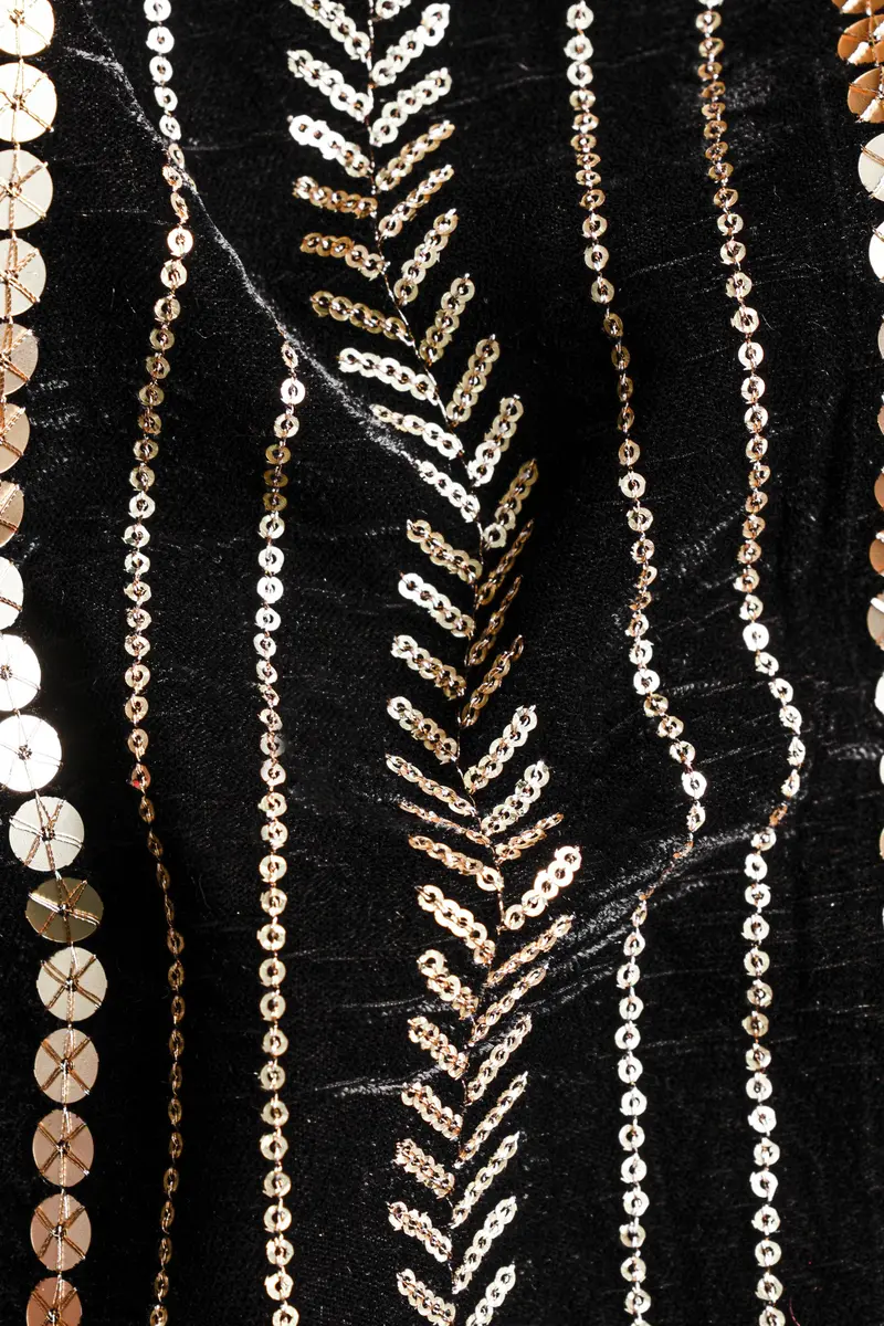 Jade Black Vertical Sequin Embroidered Designer Nehru Jacket 3