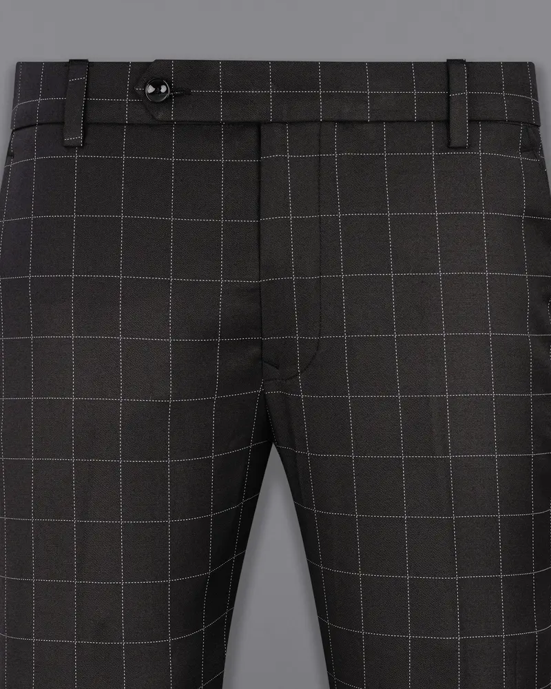 Jade Black Windowpane Cross Placket Bandhgala Suit 12