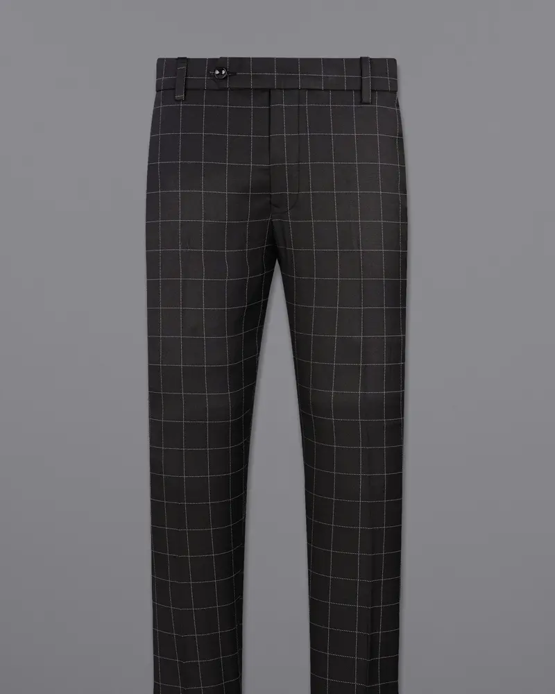 Jade Black Windowpane Cross Placket Bandhgala Suit 13