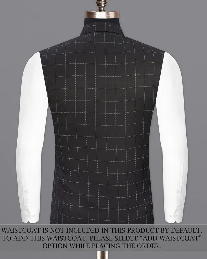 Jade Black Windowpane Cross Placket Bandhgala Suit 16