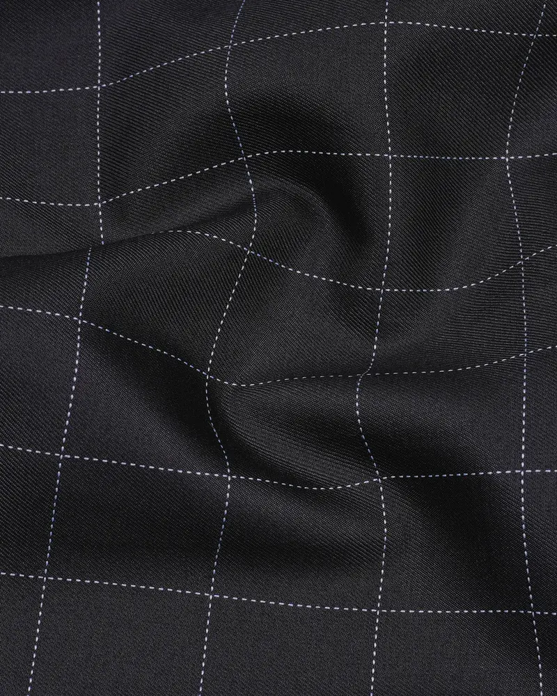 Jade Black Windowpane Cross Placket Bandhgala Suit 3