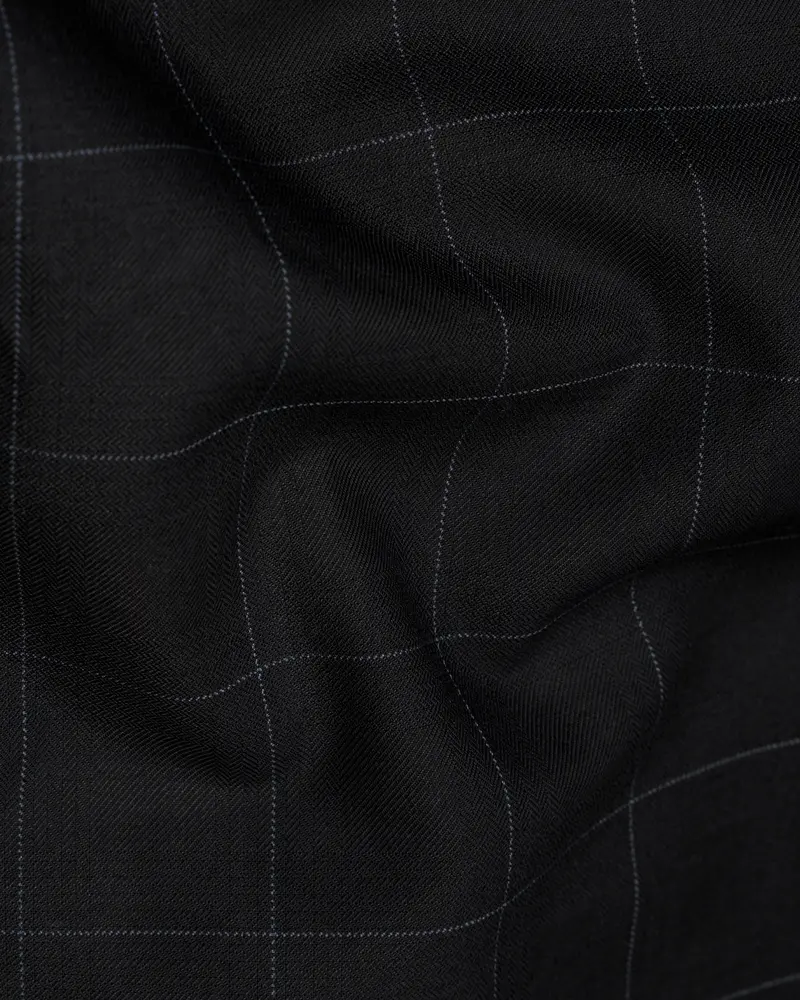 Jade Black Windowpane Designer Waistcoat 3