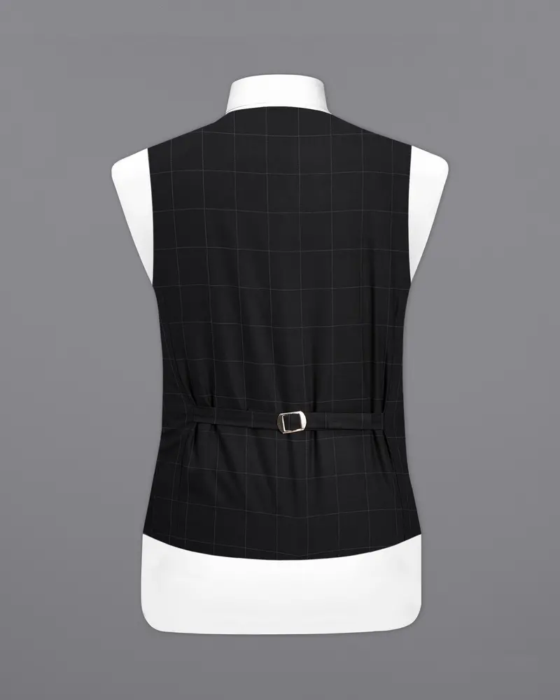 Jade Black Windowpane Designer Waistcoat 6