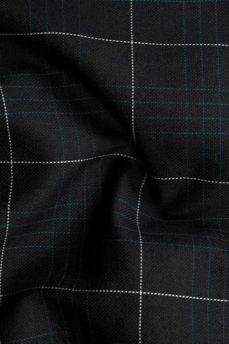Jade Black Windowpane Dobby Textured Premium Cotton Shirt 2