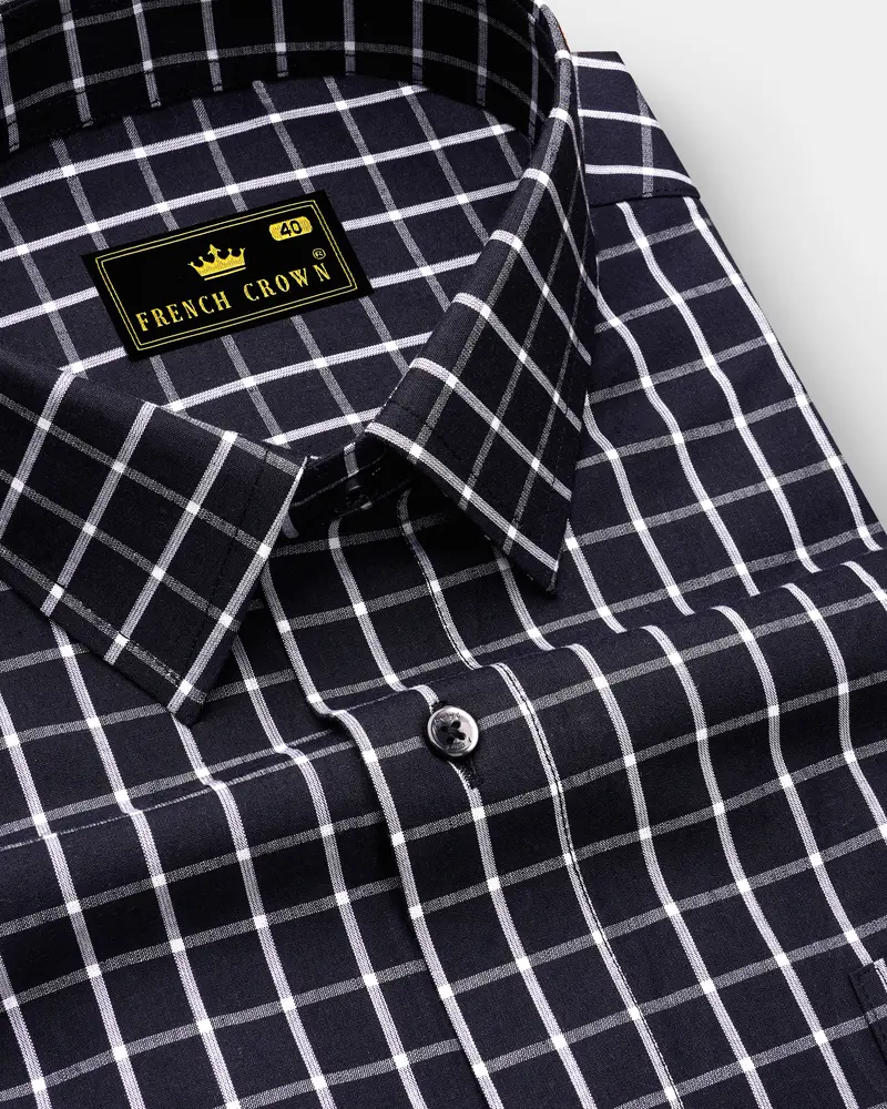 Jade Black Windowpane Premium Cotton Shirt 1