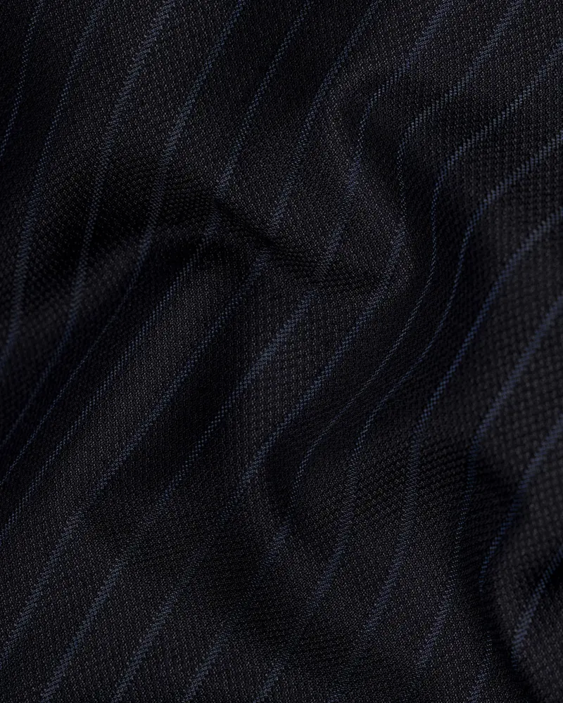 Jade Black With Blue Striped Woolrich Cross Placket Blazer 3