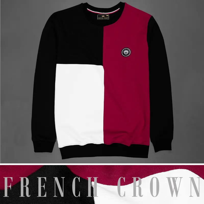 Jade Black With Bright White And Merlot Red Sweatshirt 1