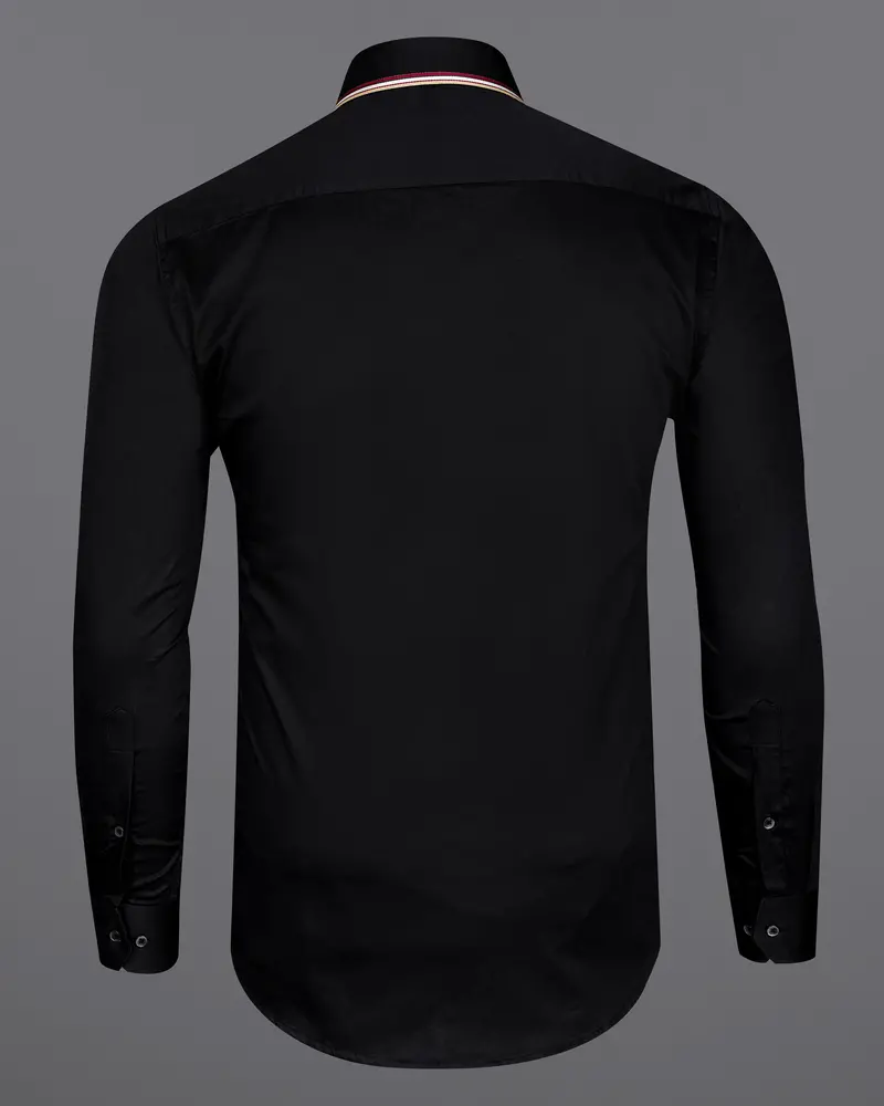Jade Black With Brown Trimmed Premium Cotton Shirt 6