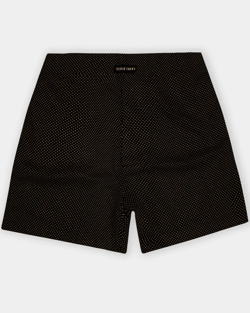 Jade Black With Brownish Orange Dots Textured Premium Cotton Boxer 1